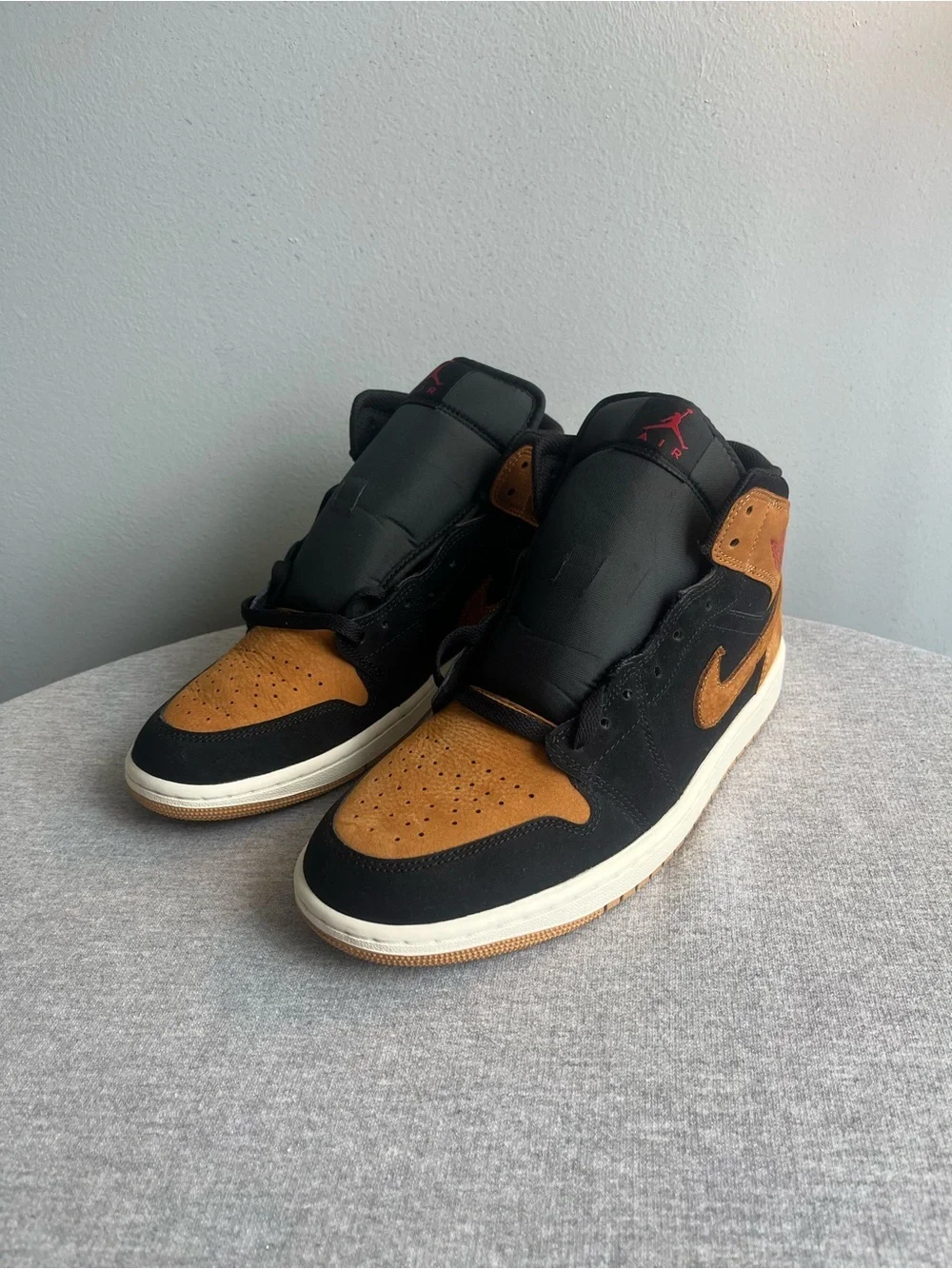 Nike Air Jordan 1 Mid SE Black Flax Varsity Red Men's Shoe Size 10 HV4091-002​